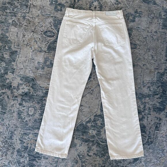 Re/Done Jeans Womens 29 Bootcut High Waist 70s Crop Boot Cream White Minimalist - Picture 4 of 13
